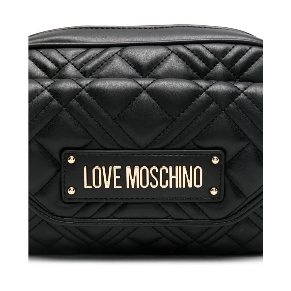 Love Moschino Zwarte Diamond Quilted Crossbody Tas Black Dames