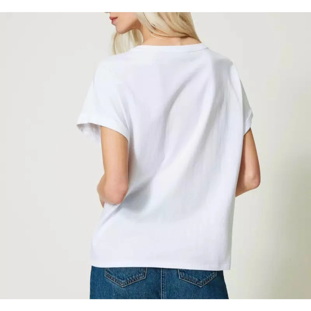 Twinset Logo Geborduurd T-Shirt White Dames