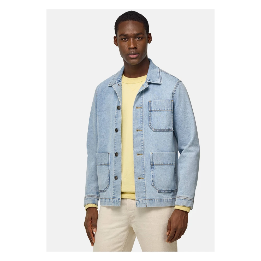 Boggi Milano Work Shirt Jacket van katoenen denim Blue Heren