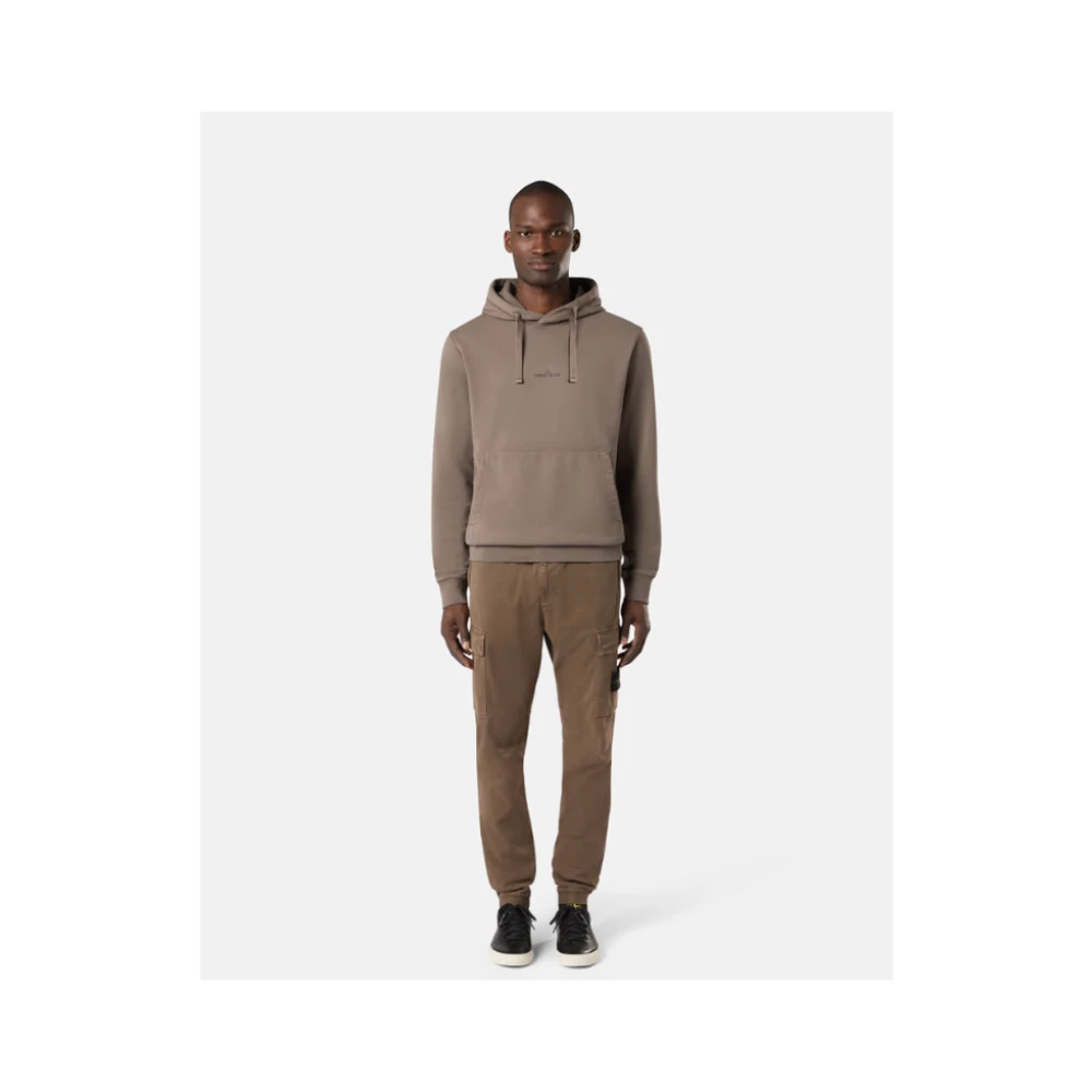 Stone Island Bruine hoodie met logoprint Brown Heren