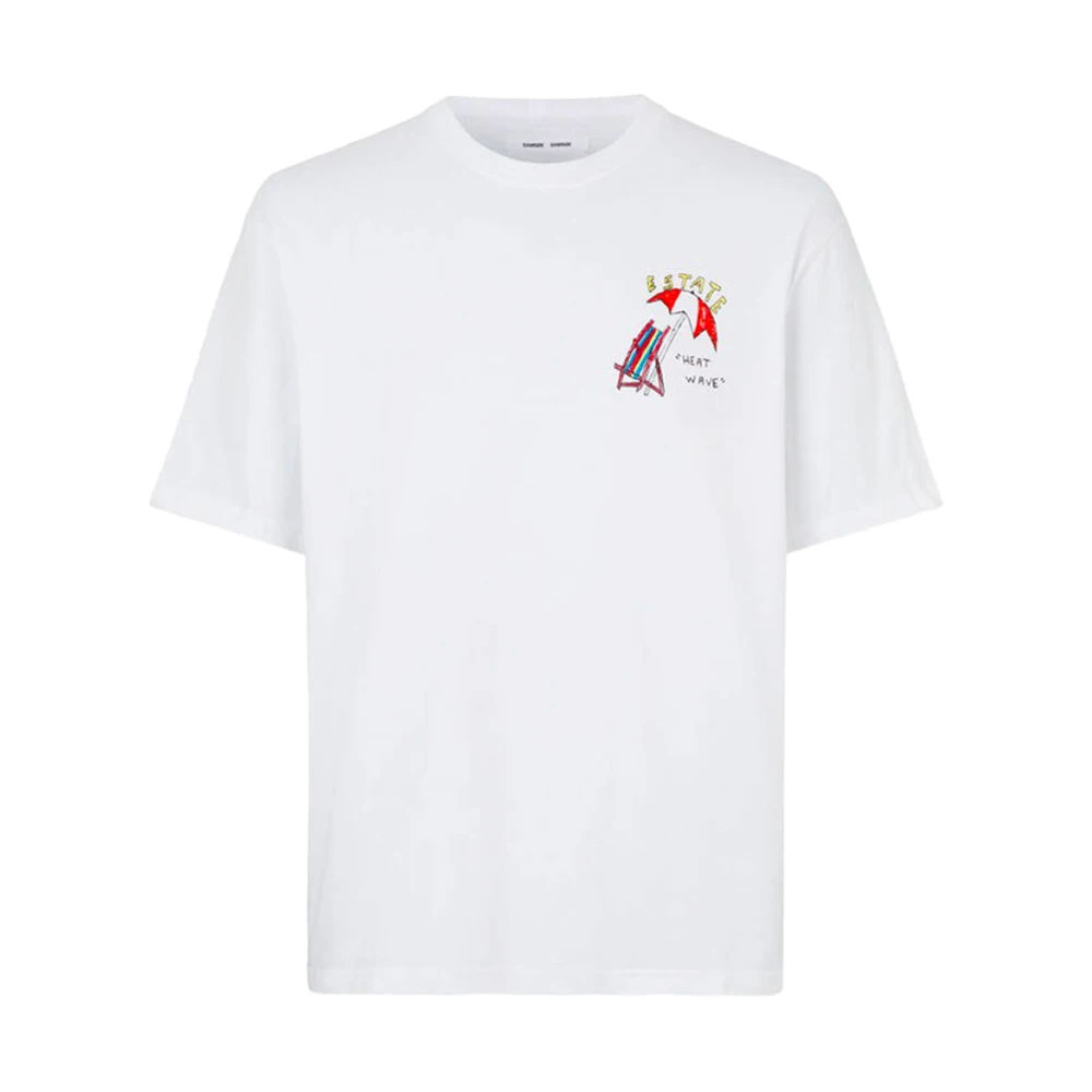 Samsøe Samsøe Ekologisk Bomull Unisex T-shirt med Giotto Calendoli Print White, Herr