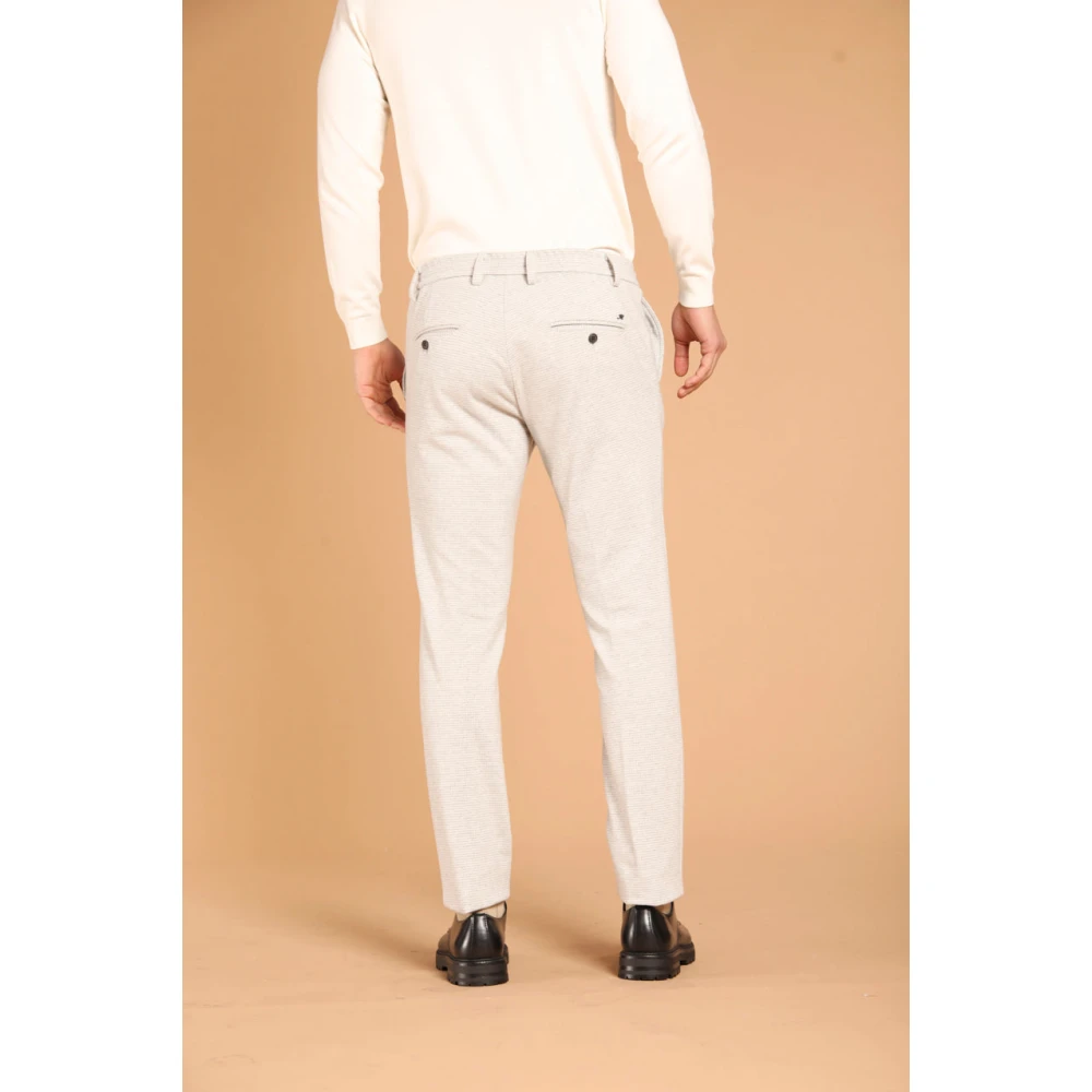 Mason's Slim Fit Houndstooth Chino Jogger Broek Gray Heren