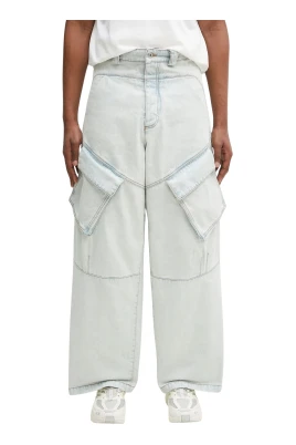 Bleach Denim Wide Cargo Jeans