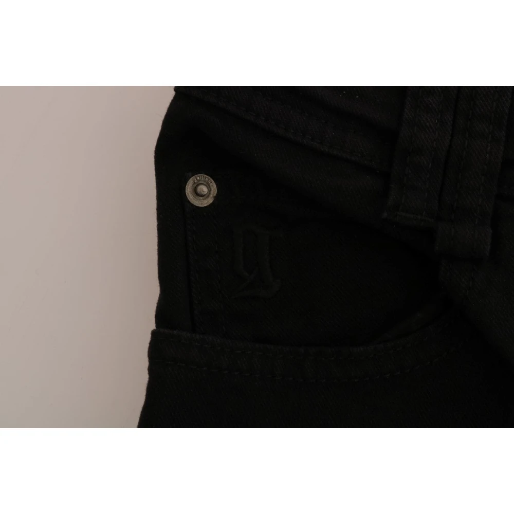 John Galliano Chique Zwarte Regular Fit Denim Jeans Black Dames