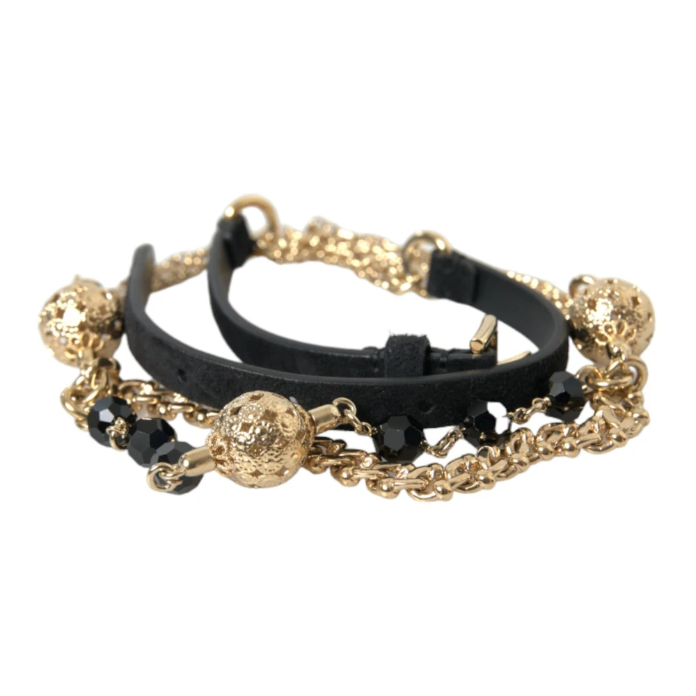 Dolce & Gabbana Kristal Bounce Leren Riem Black Dames