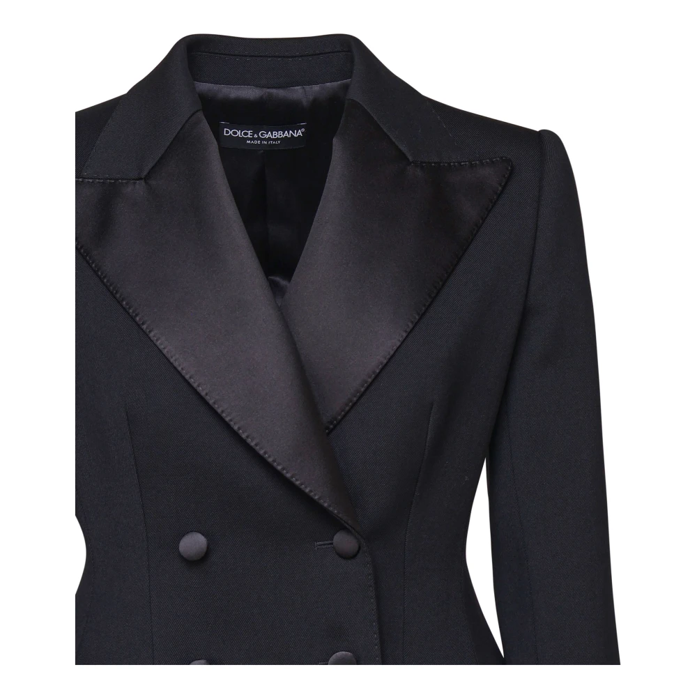 Dolce & Gabbana Zwarte Tuxedo Jas Peak Revers Black Dames
