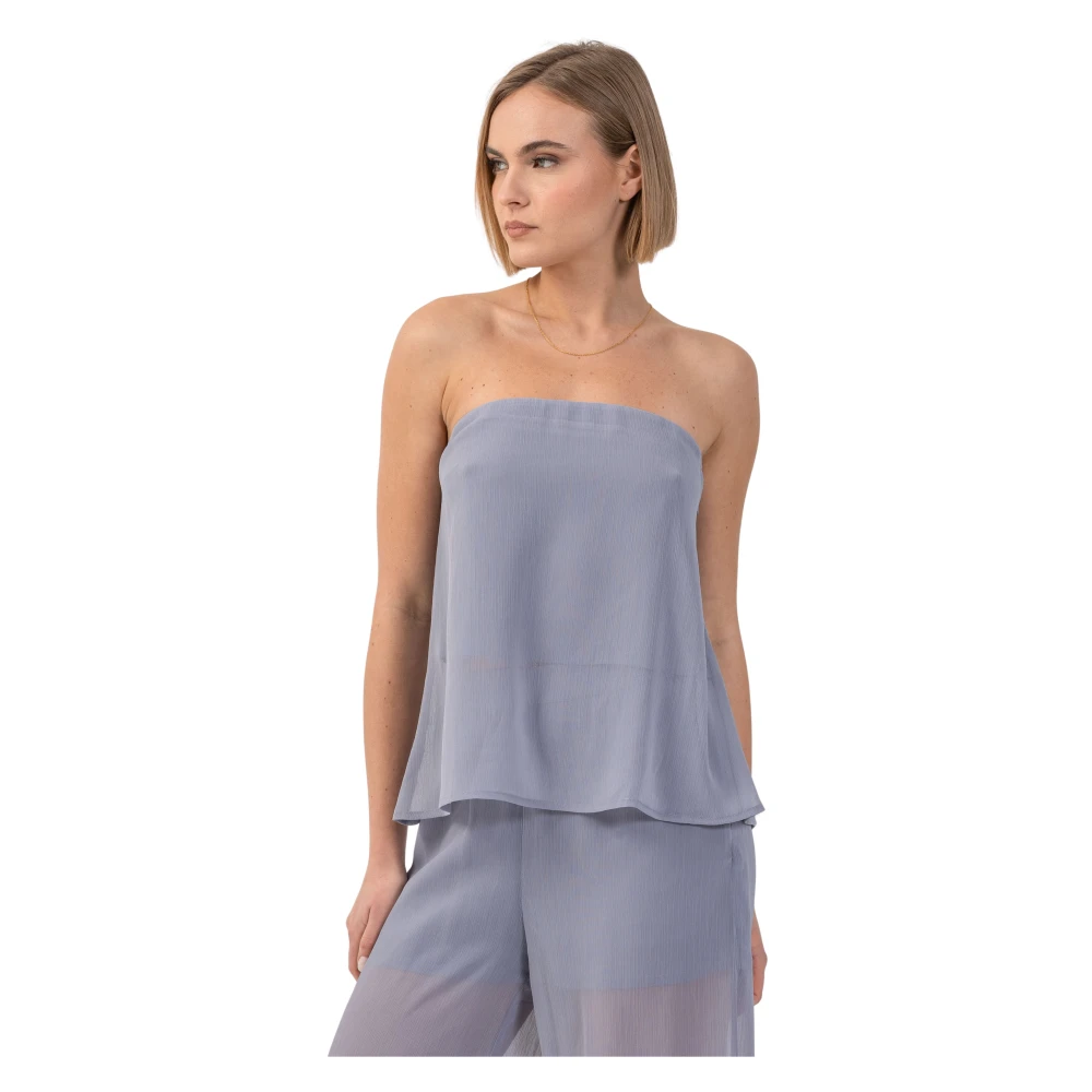 Kocca Donna Blu - Top Senza Spalline Stratificato - Tops - L