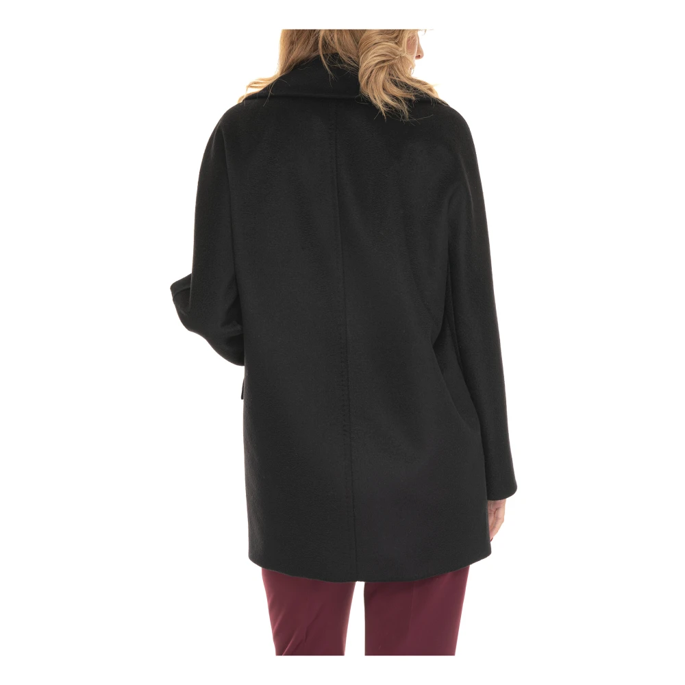 Max Mara Studio Kent jas met dubbele rij knopen Black Dames
