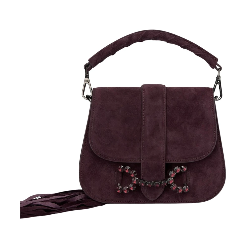 Alma en Pena Rhinestone Buckle Clutch Bag Purple Dames