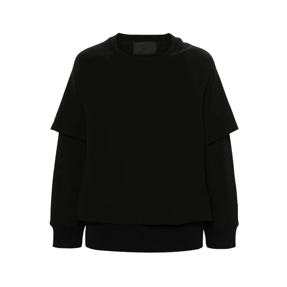 Neil Barrett Gelaagde Zwarte Sweatshirt Kort Over Lange Mouw Black Heren