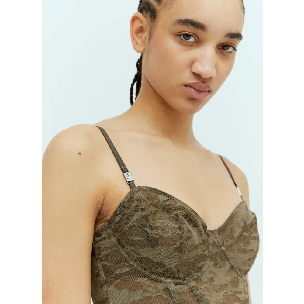 Diesel Camouflage Kant Korset Slip Top Brown Dames