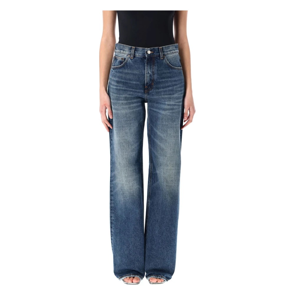 Haikure Korea Straight Jeans Blue Dames