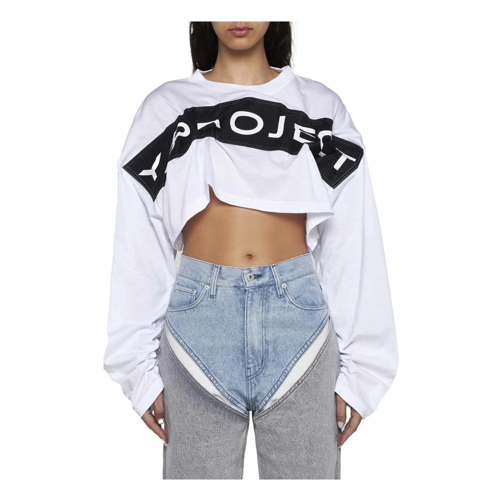Y Project Logo Crop Top White Dames