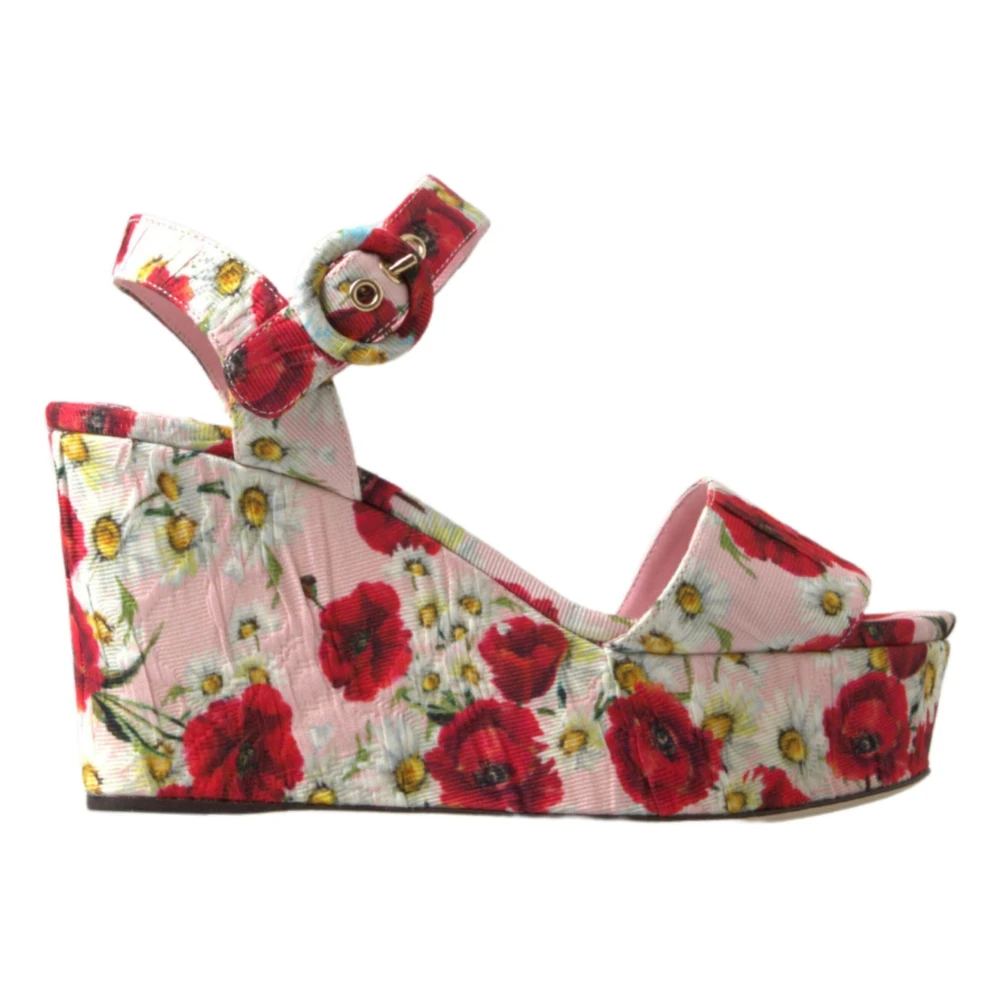 Dolce & Gabbana , Wedges, Female, Multicolor, 2 1/2 Uk, Multicolor Floral Print Wedges