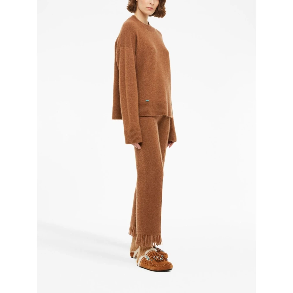 Alanui Fijnste Gebreide Ronde-Hals Trui Brown Dames