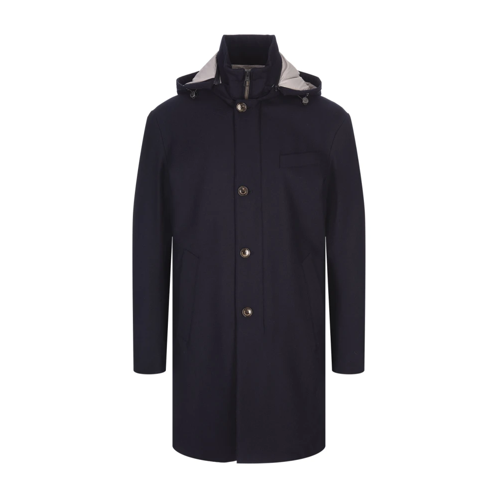 Montecore Blauwe Winterjas met Hoge Kraag Blue Heren