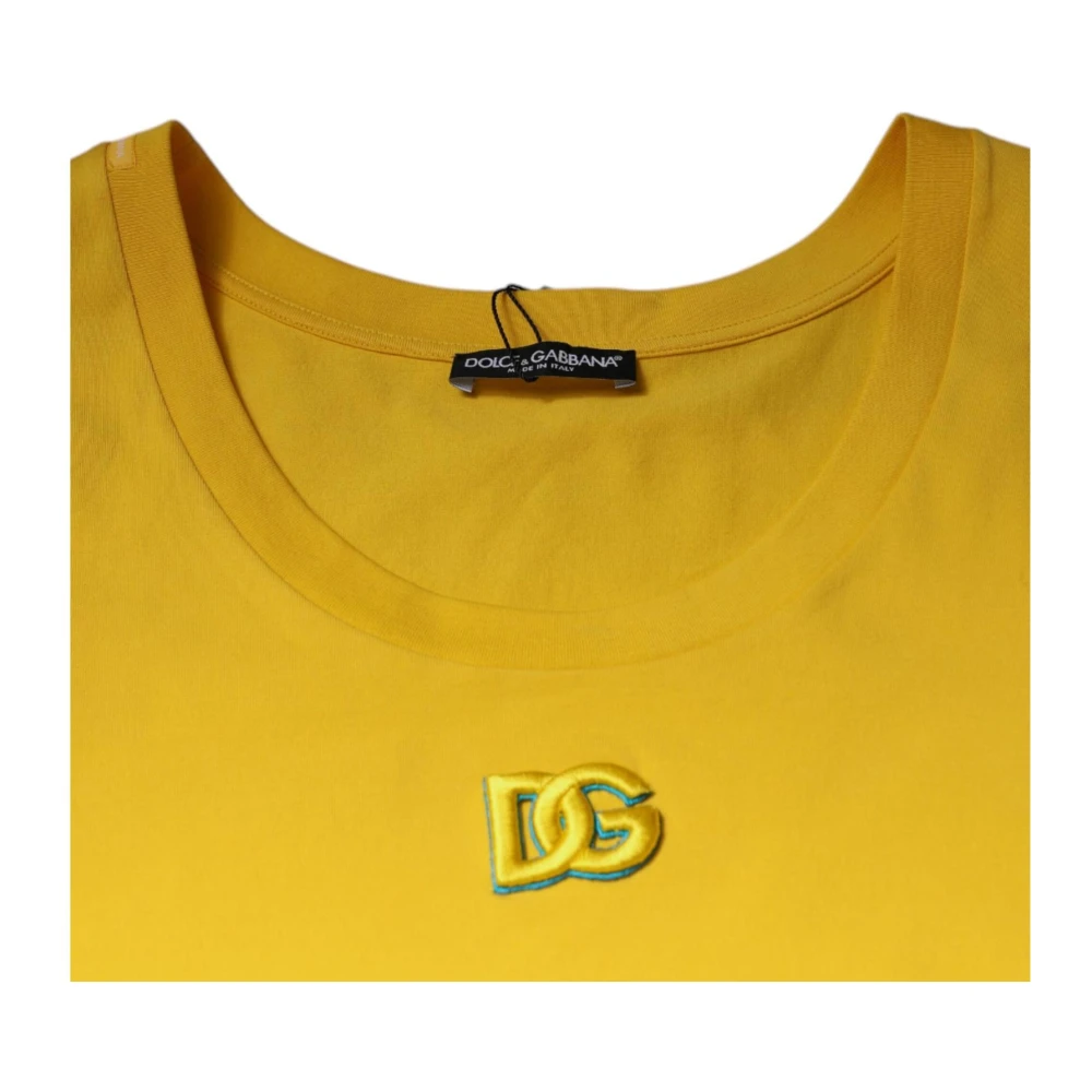 Dolce & Gabbana Gele Mouwloze Katoenen T-shirt Yellow Heren
