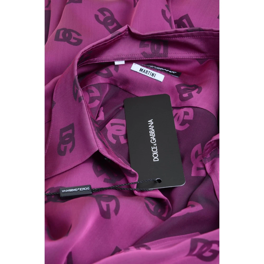 Dolce & Gabbana Heren Logoprint Lange Mouw Shirt Pink Heren