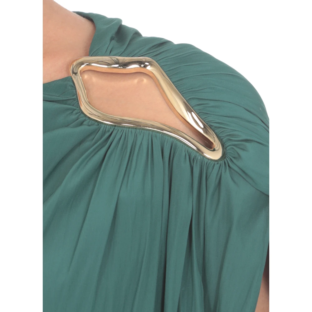 Lanvin Aqua Groene Jurk met Metallic Uitsnijding Green Dames