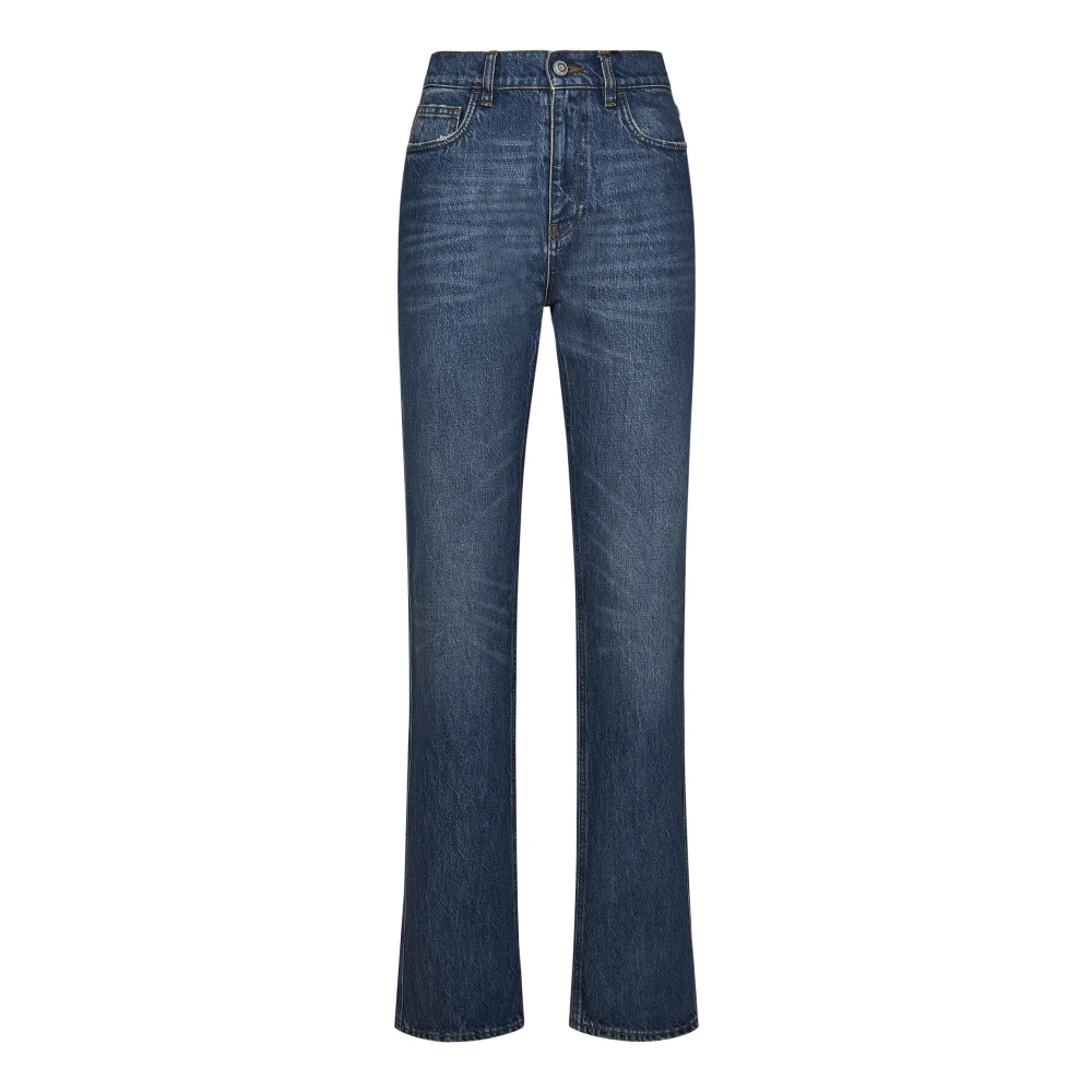 Blå High Waist Slim Fit Jeans