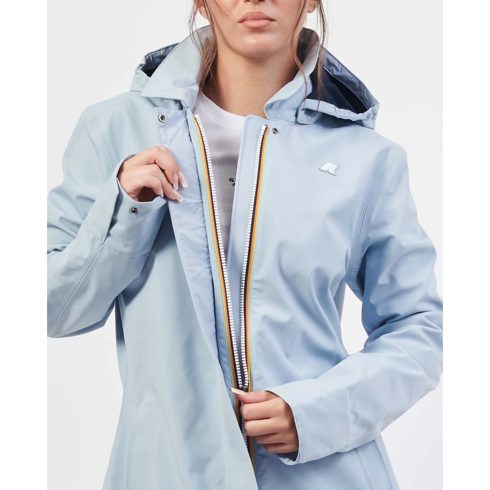 K-way Lichtblauwe Slim Fit Trenchcoat Blue Dames