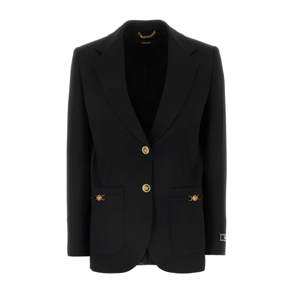 Versace Oversize Zwart Wol Blazer Black Dames