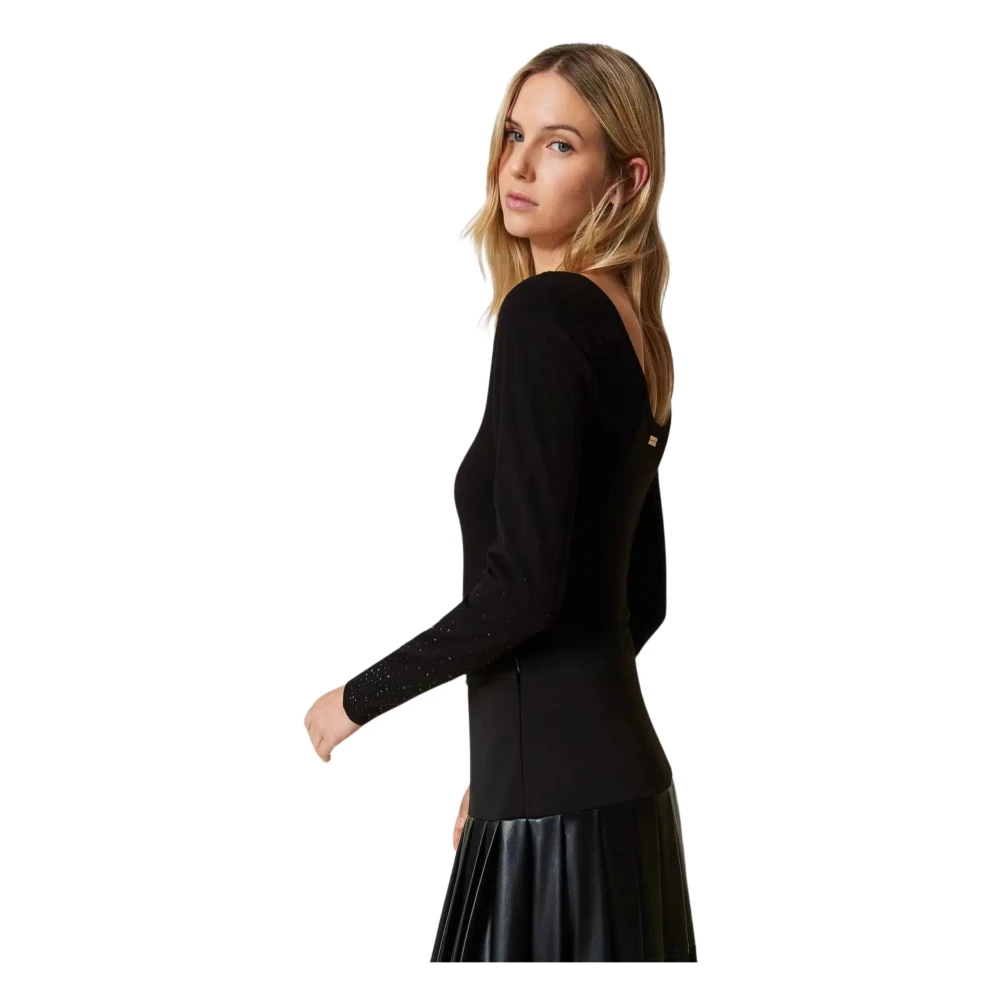 Twinset Zwarte Truien met Strass Black Dames