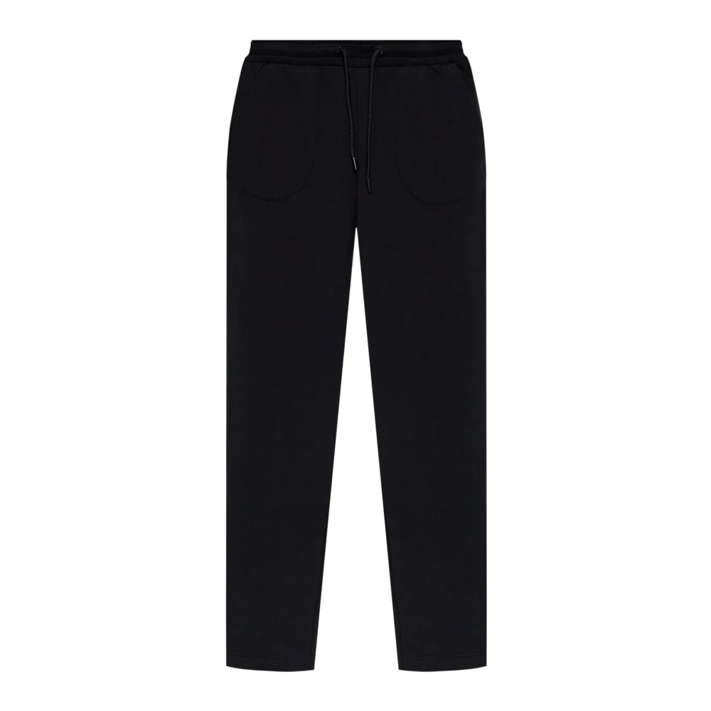 Emporio Armani Zwarte sportieve katoenen broek met elastische taille en logo-accent Black Dames