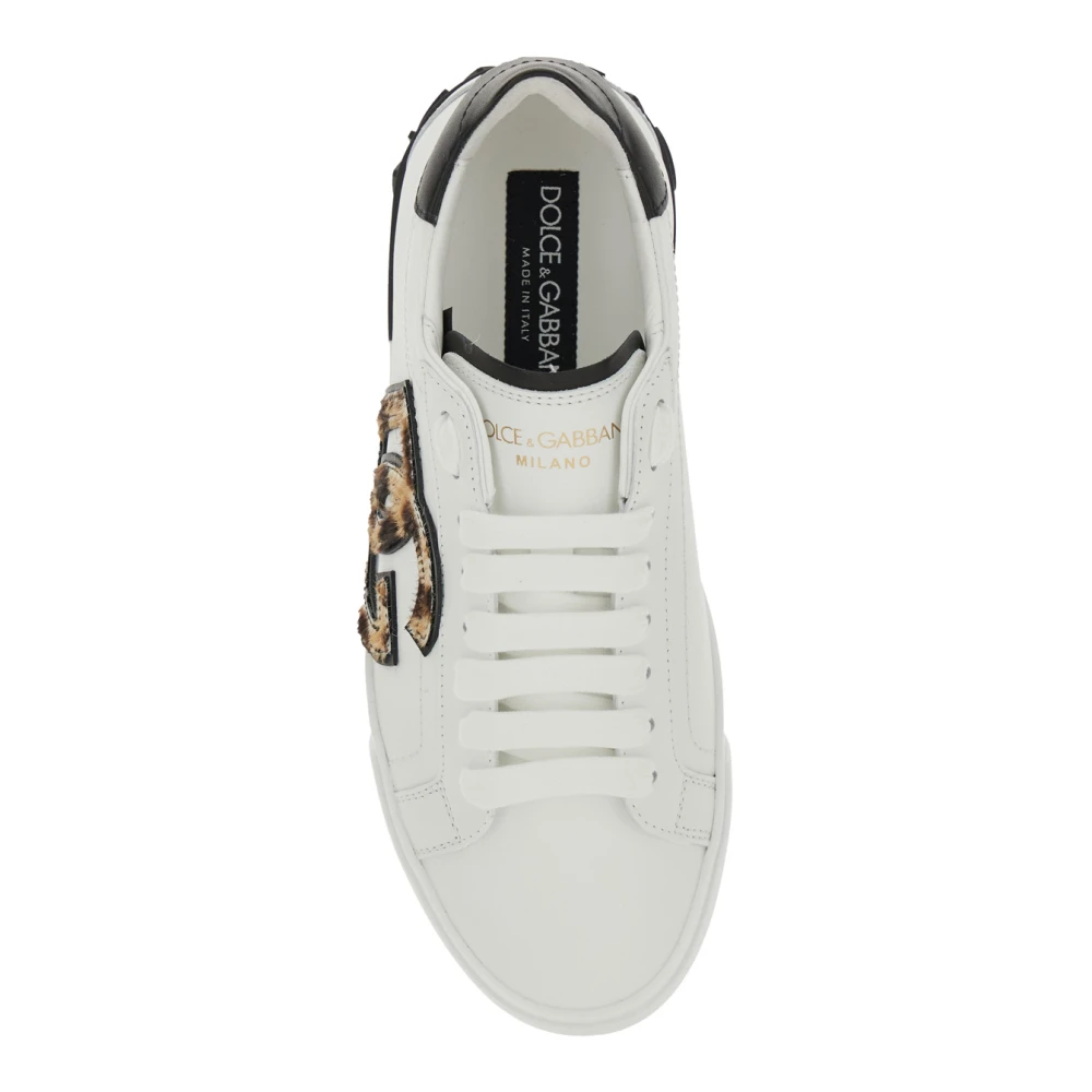 Dolce & Gabbana Witte Sneakers met Dierenmotief van Leer White Dames