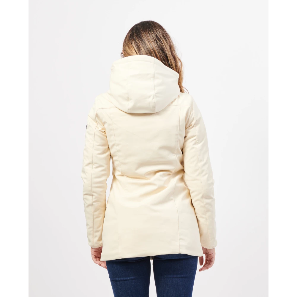YES ZEE Witte gewatteerde jas met capuchon en volledige rits White Dames