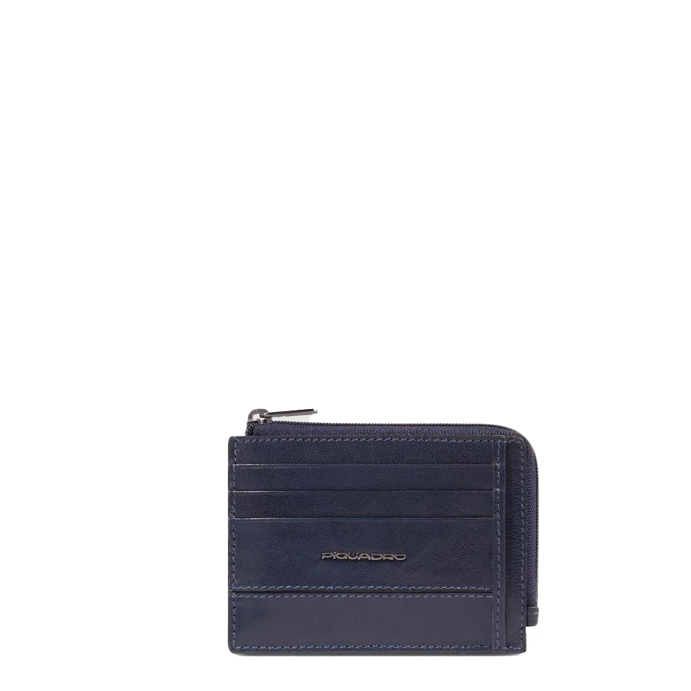 Piquadro Homme Bleu Accessoires, Taille: One Size Porte-Monnaie Zippé Avec Porte-Cartes De Crédit, Porte-Documents Et Protection Rfid