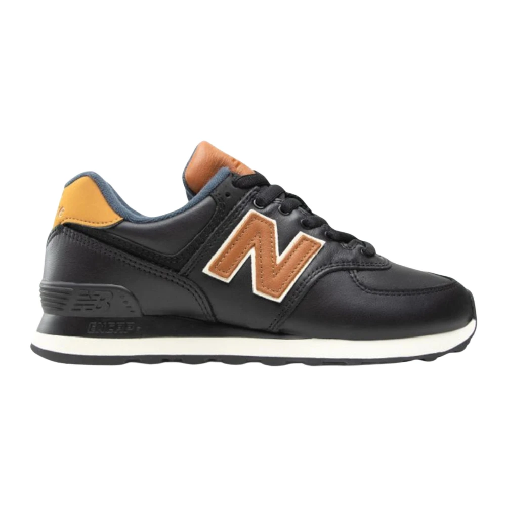 New Balance Leren Veterschoen Rubberen Zool Sneakers Heren Schoenen Zwart