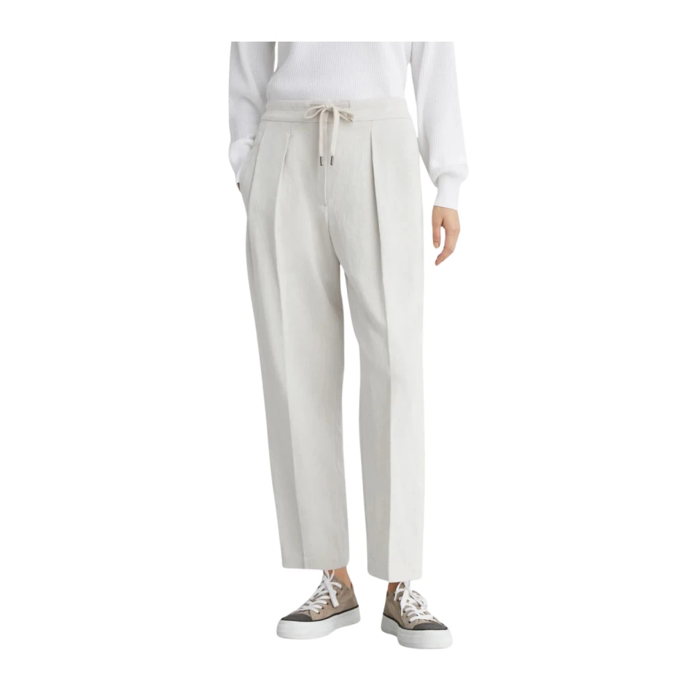 Brunello Cucinelli Bomull/Linne Byxor Made in Italy White, Dam