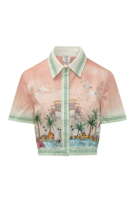 Bomulls Cropped Skjorta