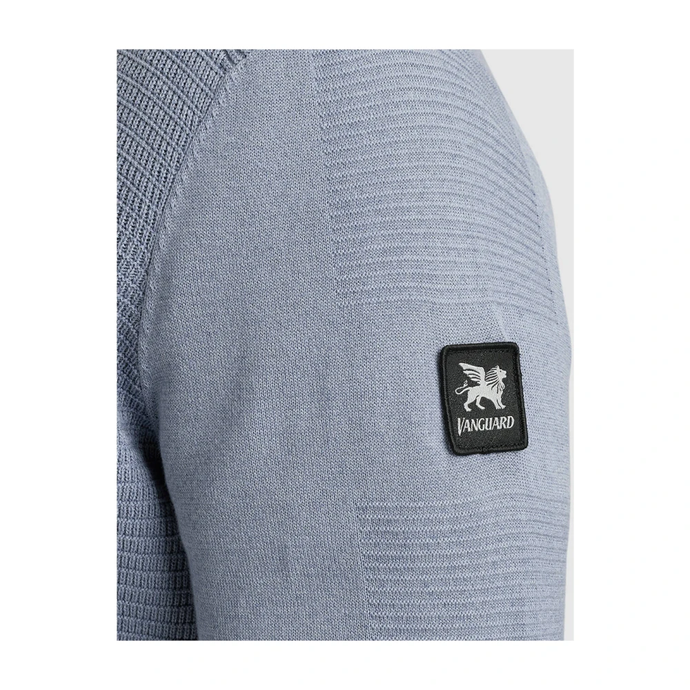 Vanguard Half Zip Katoen Modal Mouli Pullover Blue Heren