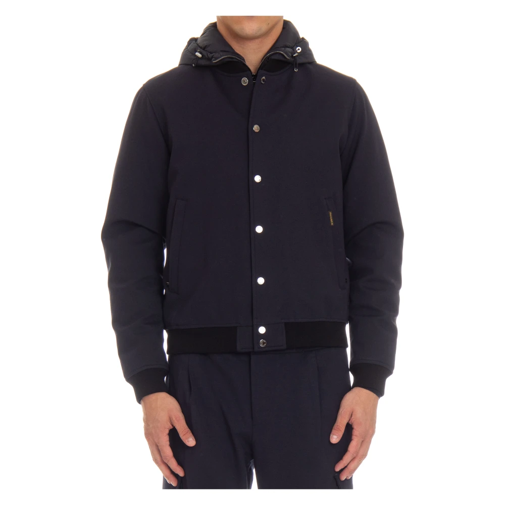 Moorer Blauwe Bomberjack met Afneembare Capuchon Blue Heren