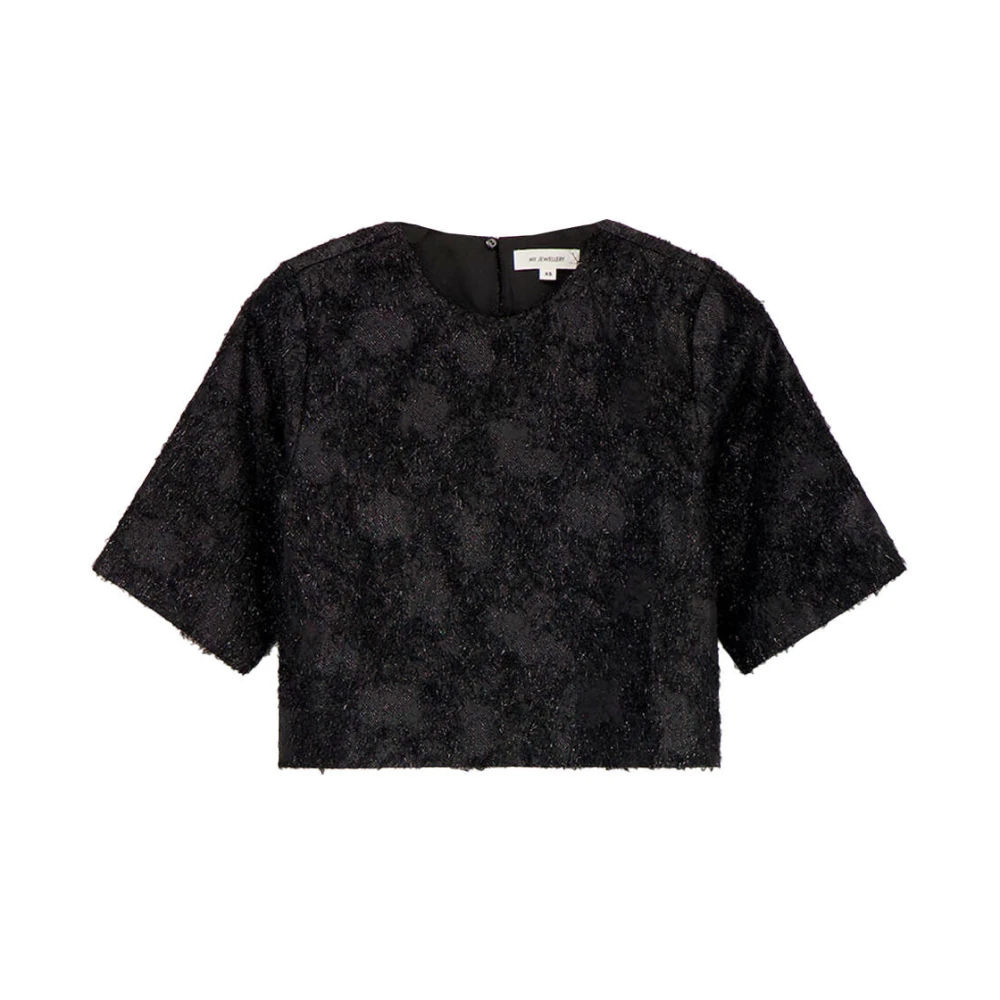 My Jewellery Jacquard Oversized Top Korte Mouw Black Dames