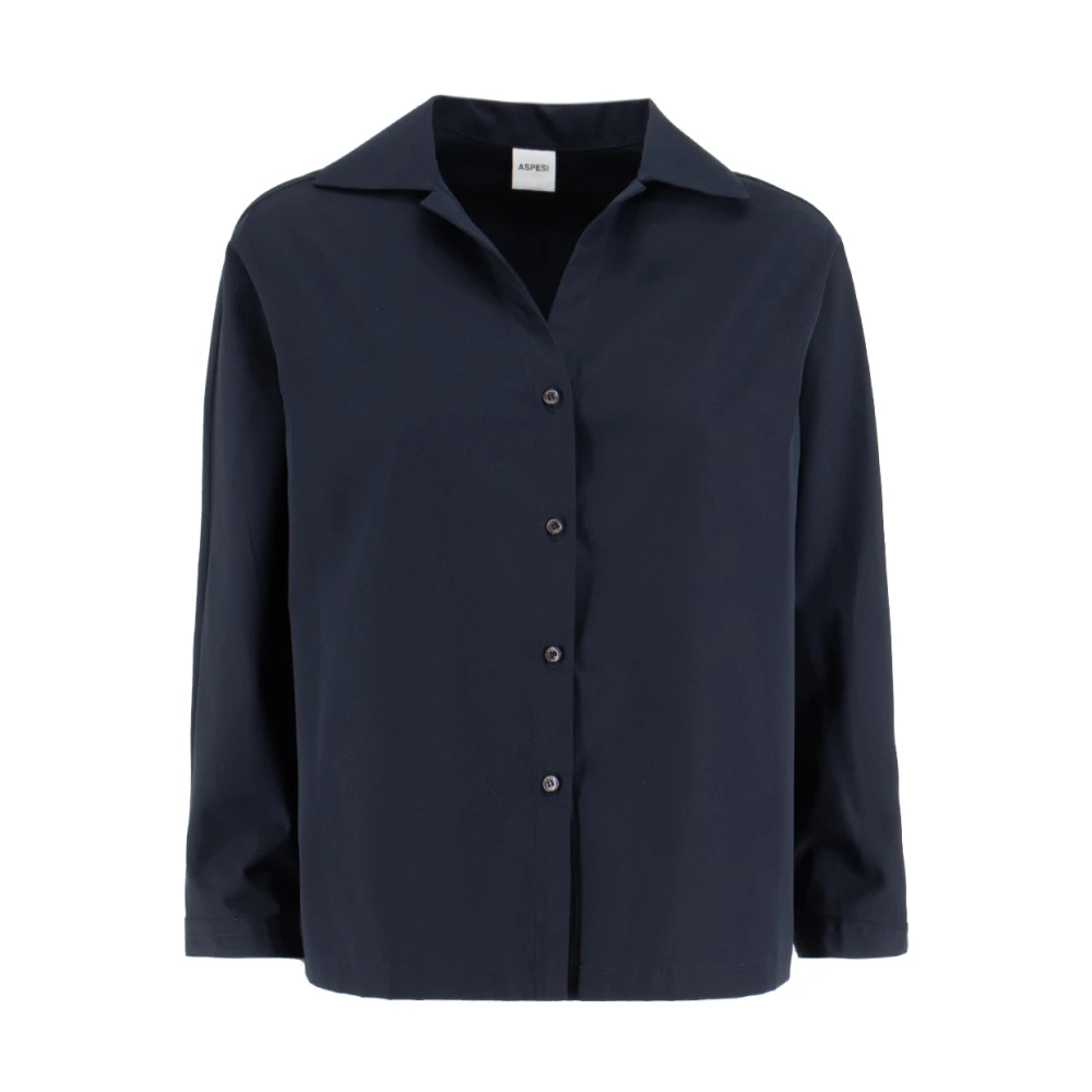 Aspesi Marineblauwe katoenen blouse met logoknopen Blue Dames