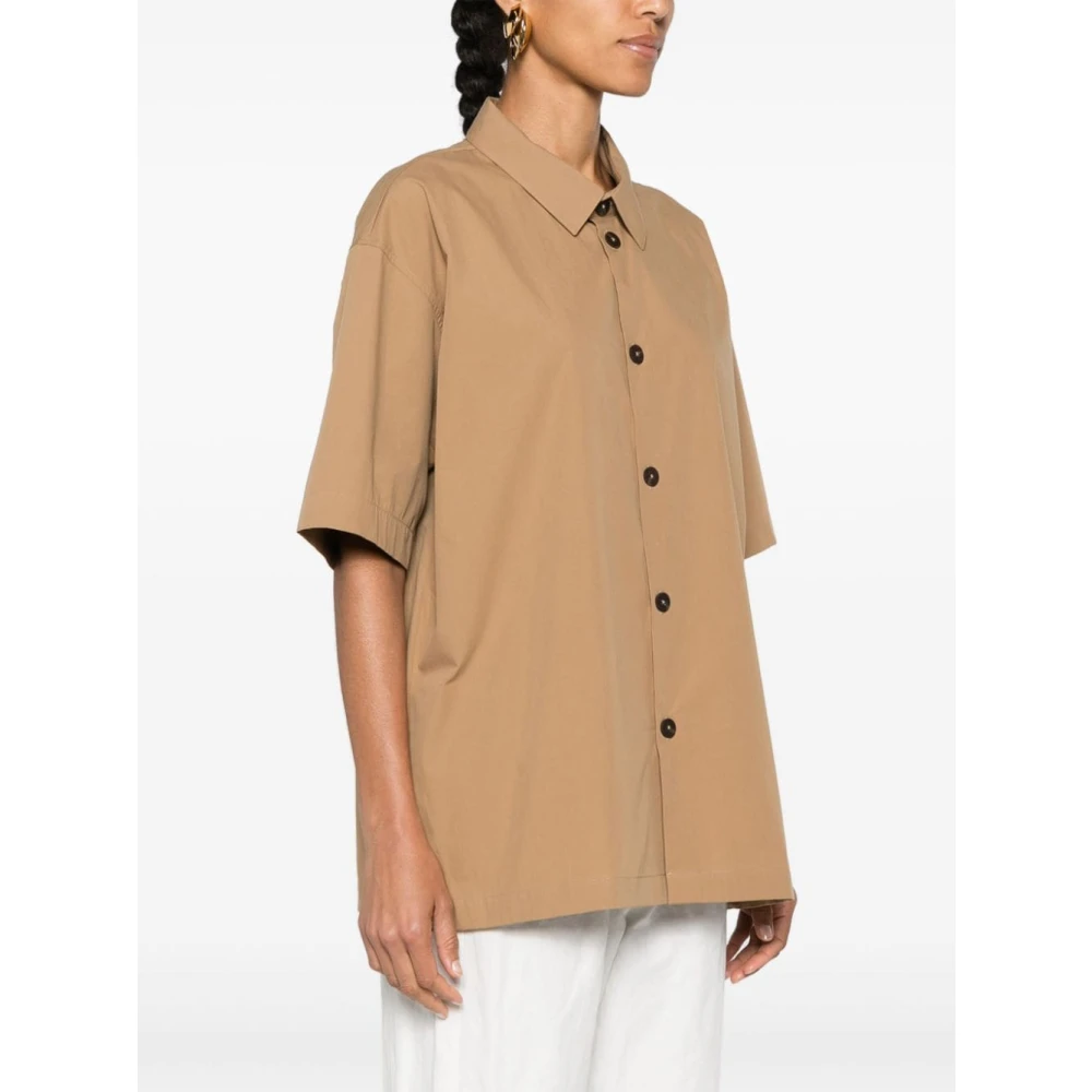 Studio Nicholson Beige Poplin Texture Klassieke Kraag Shirt Beige Dames