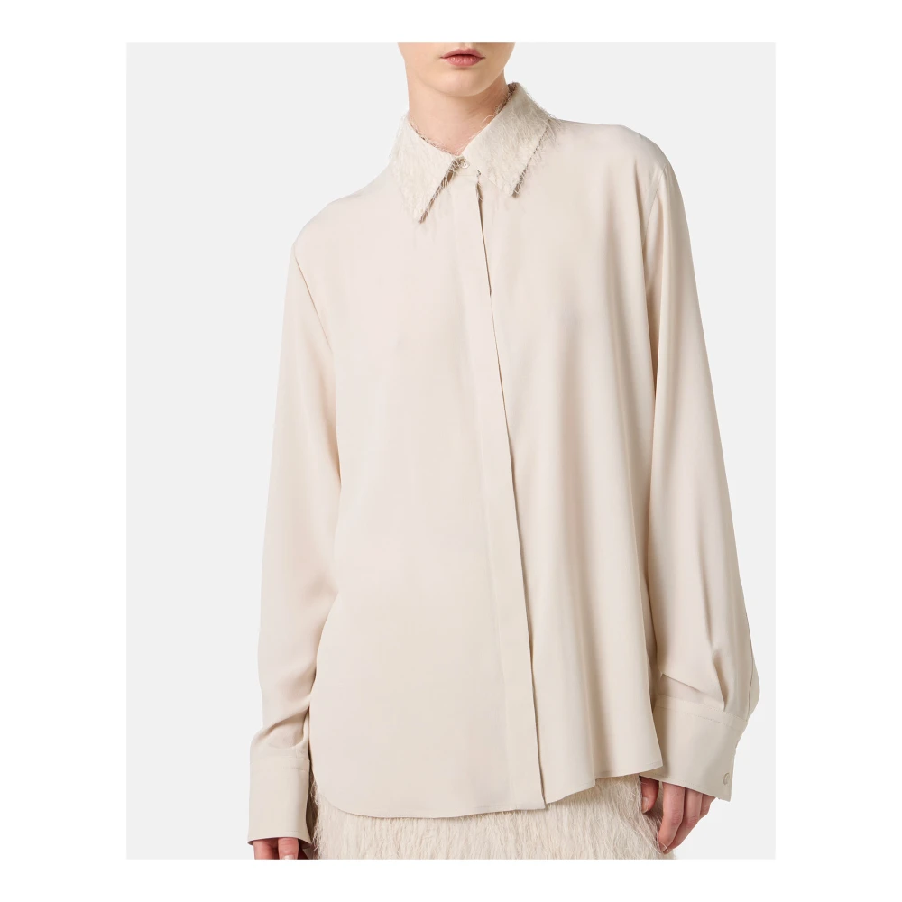 Iceberg Stoffige gekleurde zijde blend crepe de chine overhemd met elegante details Beige Dames