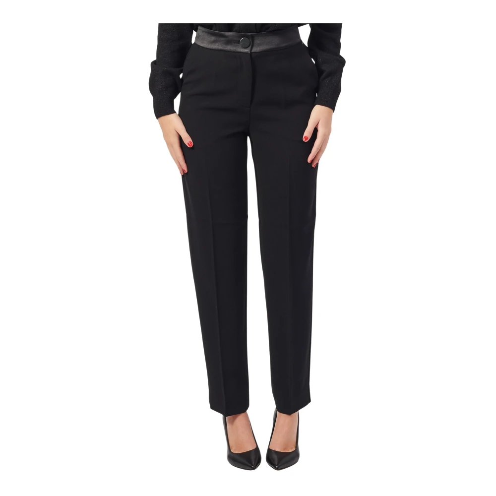 Armani Exchange Hoge taille zwarte broek met logo Black Dames