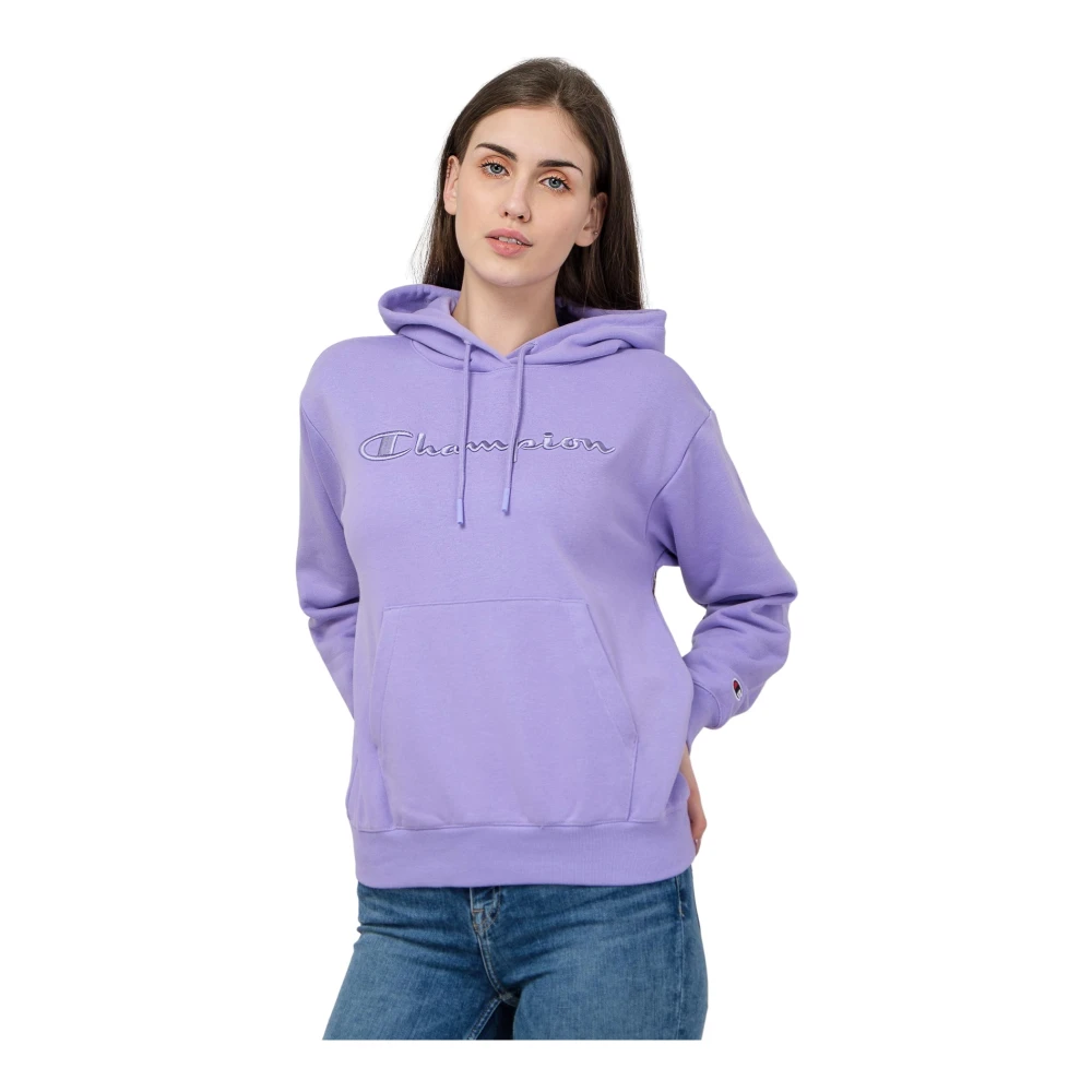 Champion Paarse Hoodie Oversize Logo Sweatshirt Purple Dames