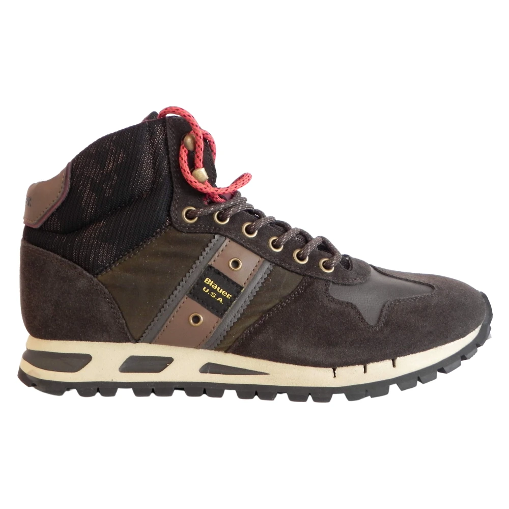 Blauer High Top Sneakers met Stoffen Binnenkant Heren Schoenen Bruin