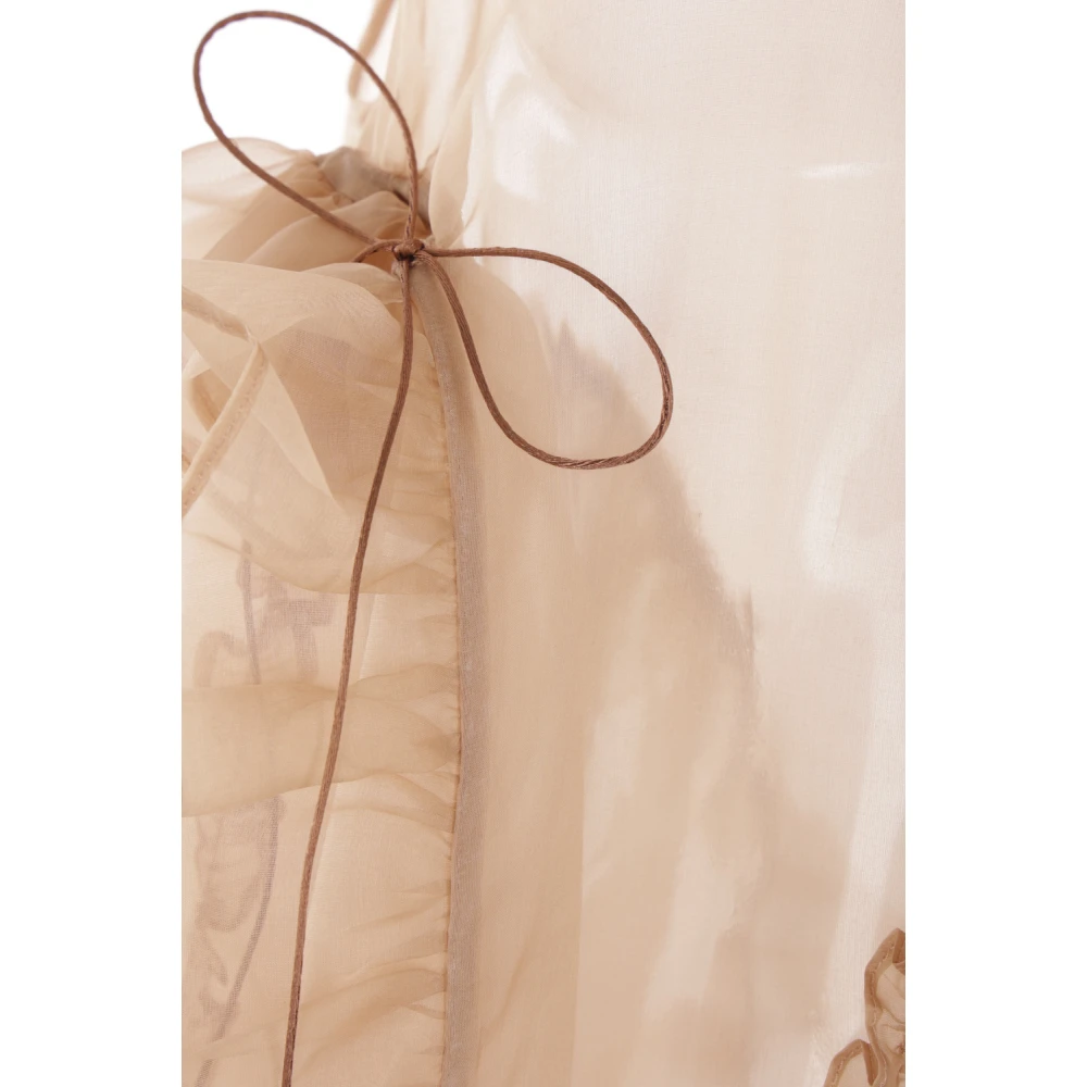 Cecilie Bahnsen Zijden Organza Ruche Flare Jurk Beige Dames