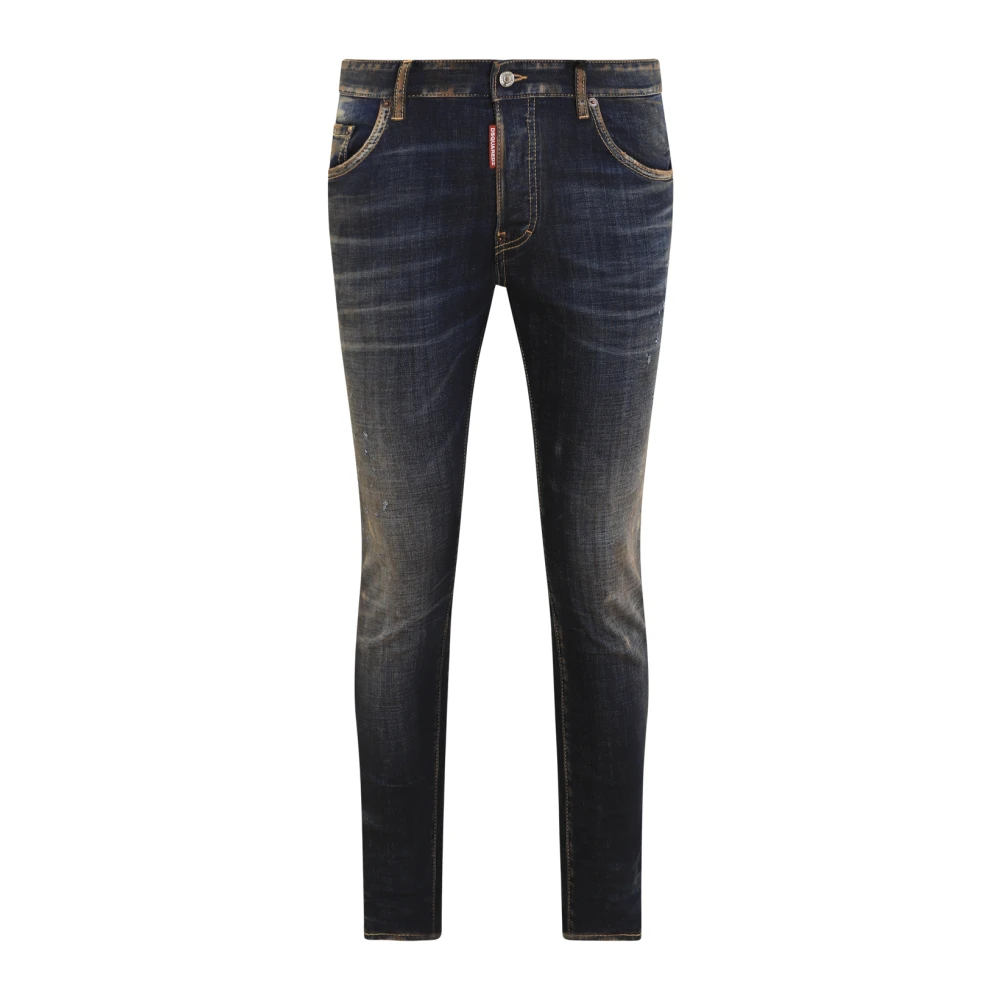 Dsquared2 Italiaanse Destroyed Jeans met Logo Details Blue Heren