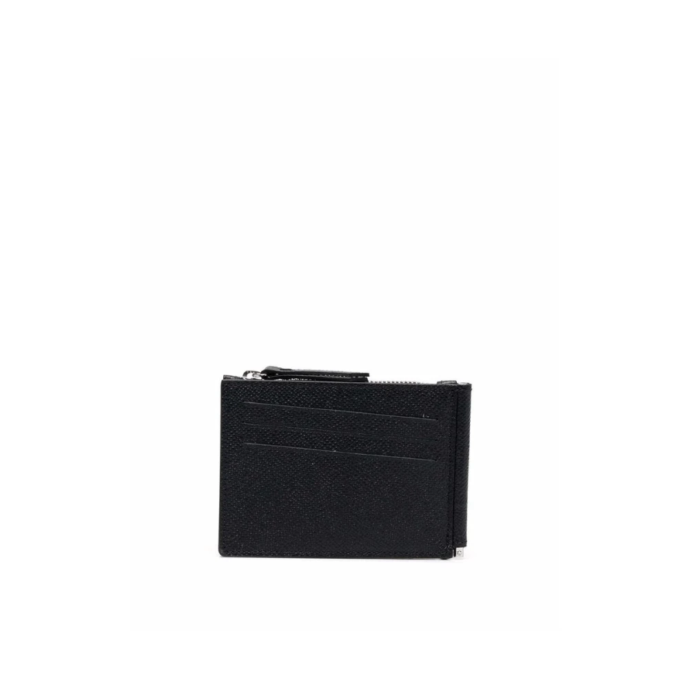 Maison Margiela Zwarte leren portemonnees en kaarthouders Black Heren