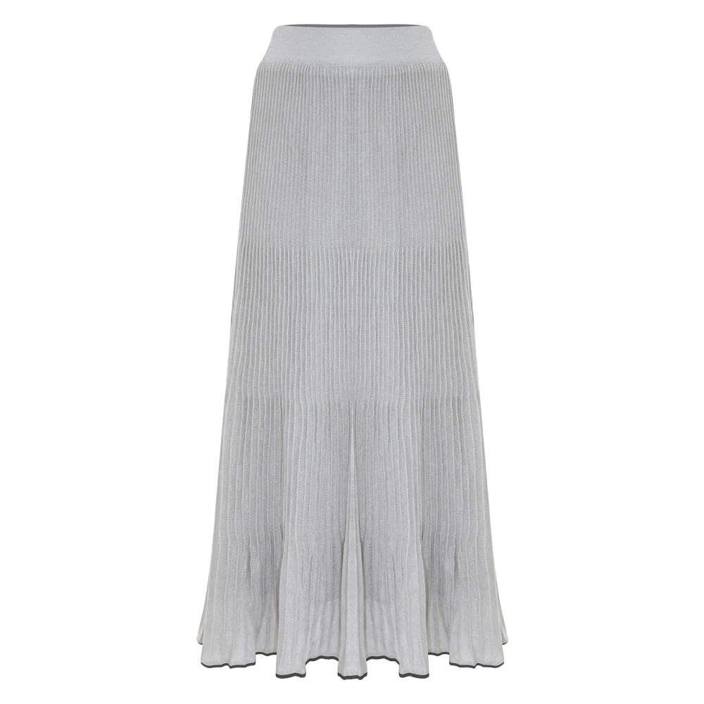 Kocca Geplooide Gebreide Maxi Rok White Dames