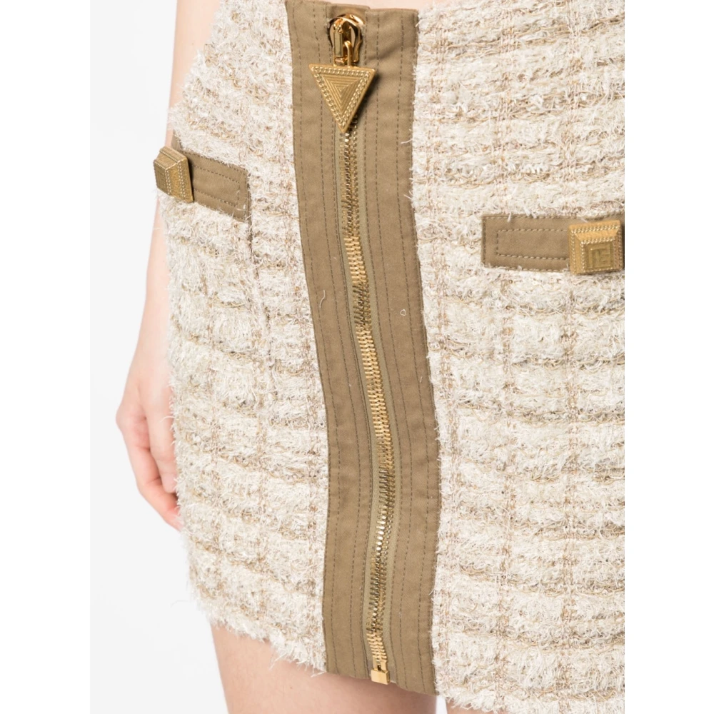 Balmain Beige Korte Rok voor Vrouwen Beige Dames