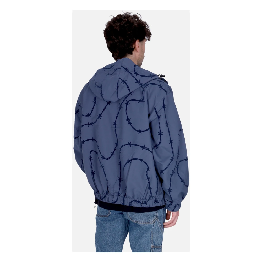 HUF Blauwe Nylon Winddichte Jas met Verstelbare Capuchon Blue Heren