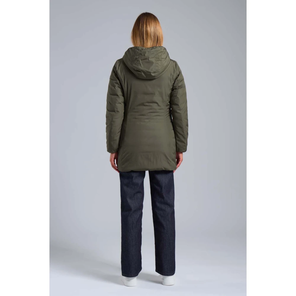 Ciesse Piumini Kalie Lange militair groene omkeerbare donsjas met echte 800 vulkracht veren Green Dames